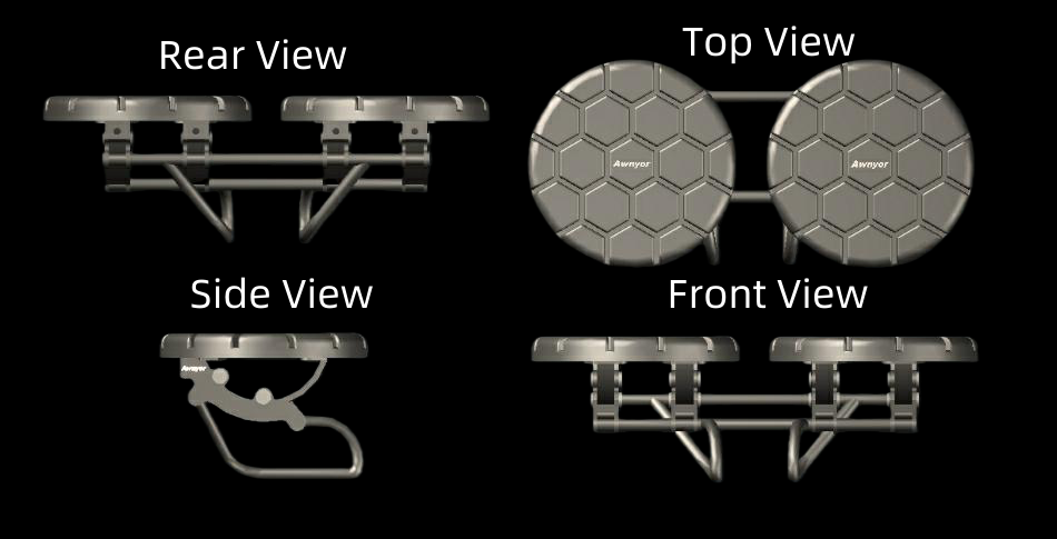 Noseless bike seat multi-angle view showing front, side, and rear perspectives